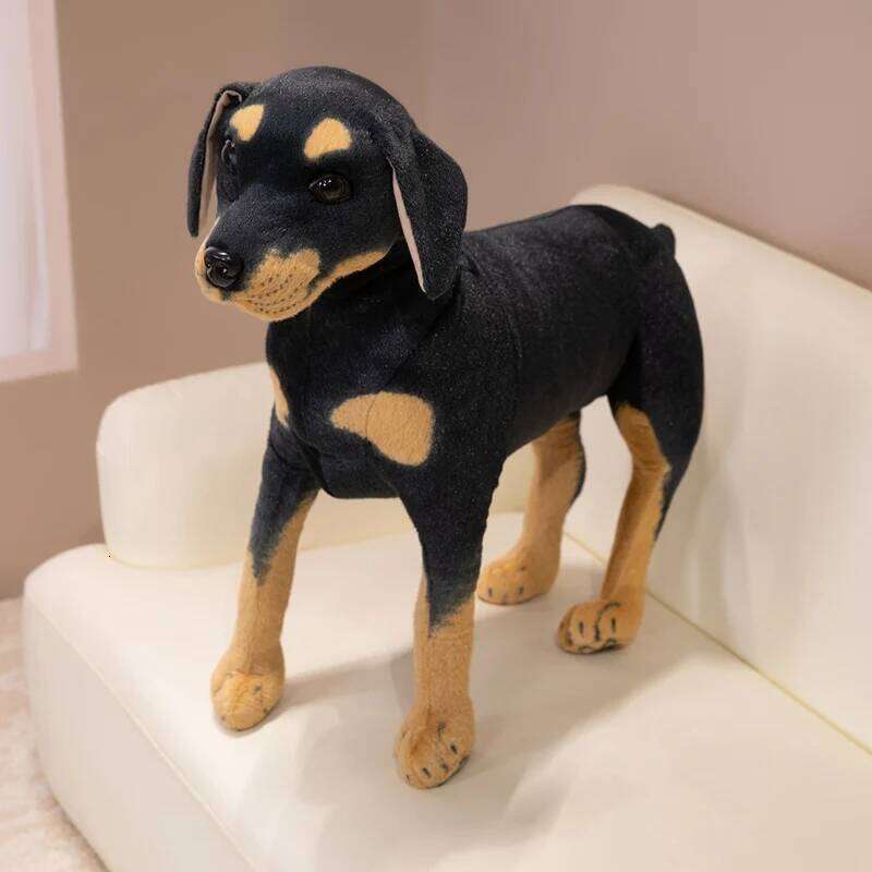 Rottweiler Simulated 3d Simulation Standing Black Dog Plush Stuffed Doberman Animal Super Realistic kid Christmas Halloween Gift W260306-image-1096688093