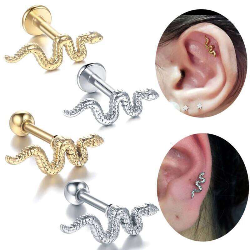 16G Piercing Surgical Steel Earrings Snake Labret Punk Tragus Helix Conch Lobe Pircing Body Jewelry for Women H260309-image-1096882537