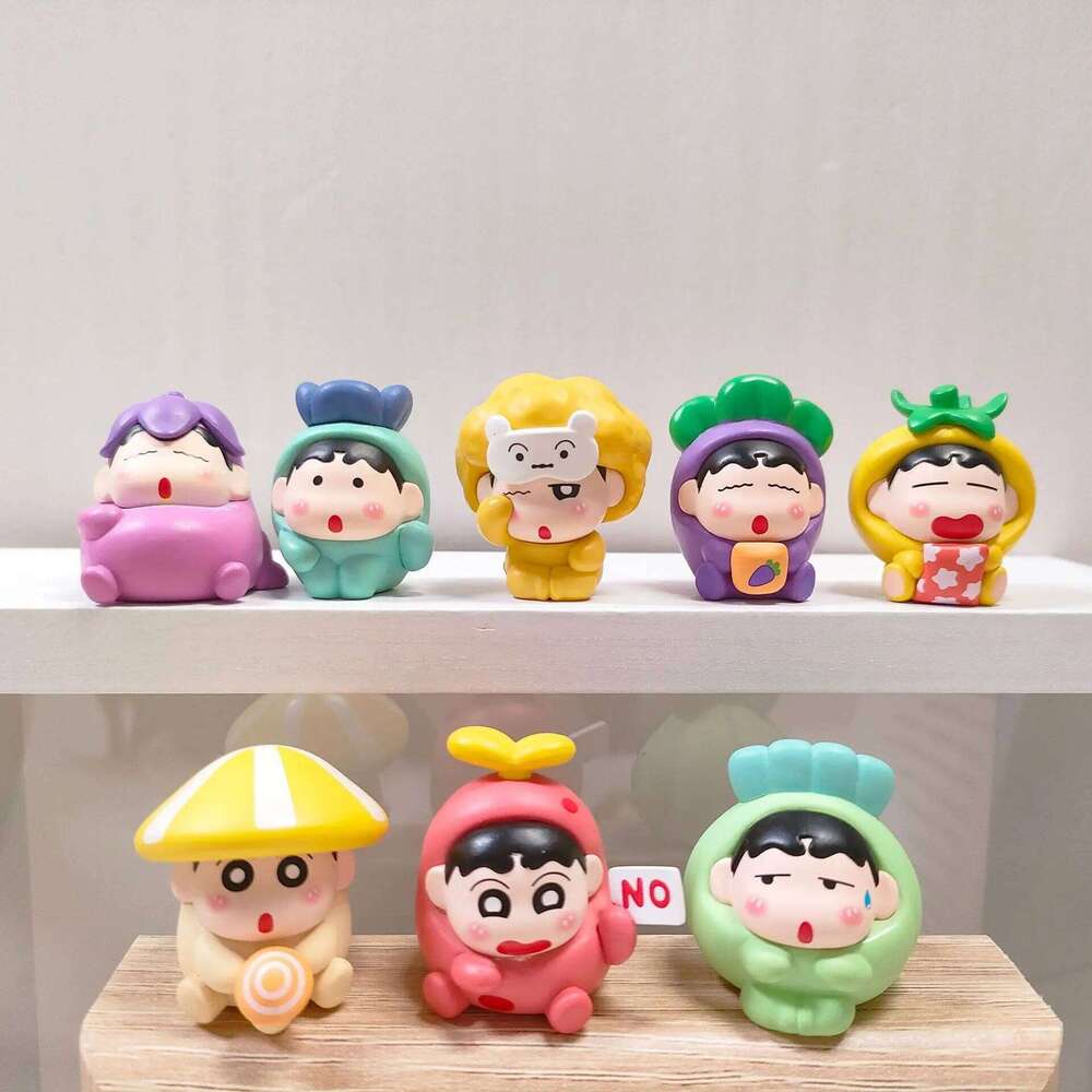2 sets Anime vegetable Crayon Shin-chan Q Version Mini Action Figure PVC Model Toys Desk Decor car ornament Collectible Gifts C260309-image-1096839168