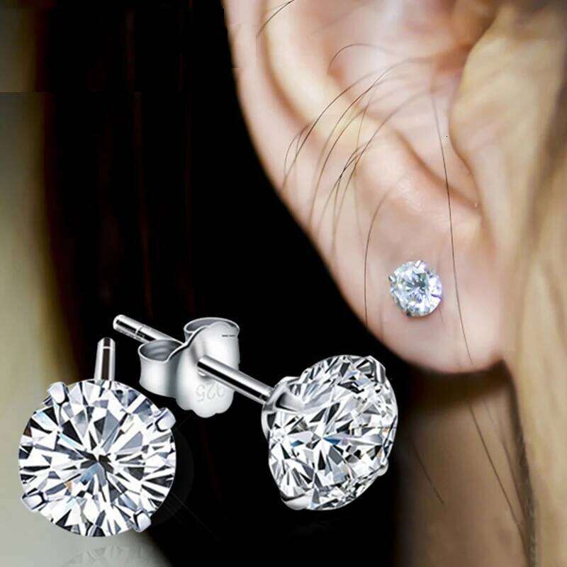 2/3/4/5/6/7/8mm Round Lab Diamond Real 925 Sterling Silver For Women Small Screw Stud Earrings H260309