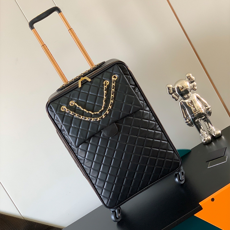 Valise de créateur Bagages à main Valise de cabine en cuir véritable Texture de mode Roue de voyage Grande capacité Bagages Fermeture à glissière