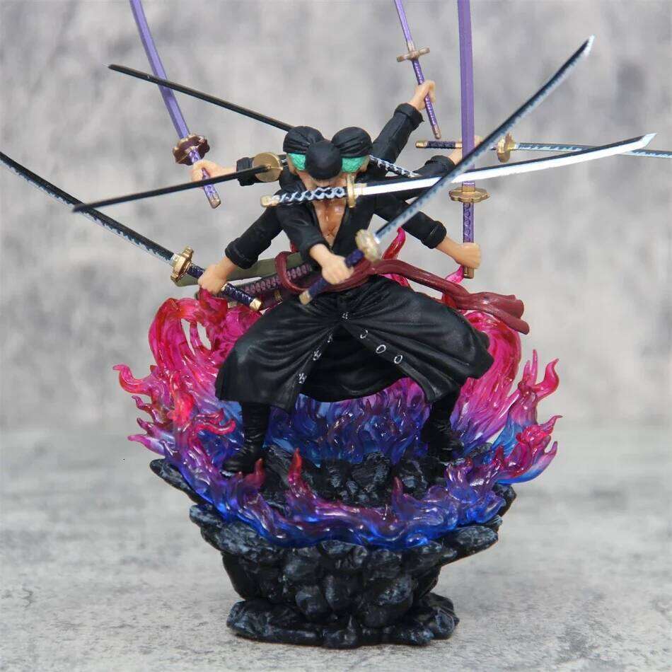 Hot One Piece 24cm Anime Asura Roronoa Zoro Statue Action Figure Collection Model Kid Toy C260309-image-1096841096