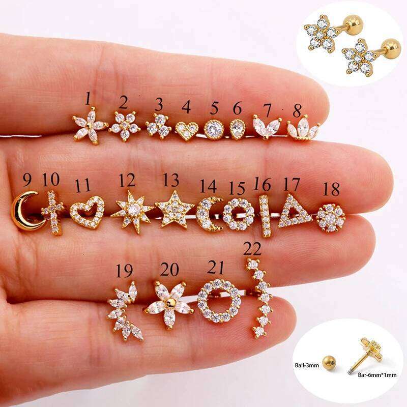 NEW IN 1 Pair Stainless Steel Mini Zircon Stud Earring Women Gold Silver Color Helix Ear Studs Tragus Cartilage Piercing Jewelry H260309-image-1096881847