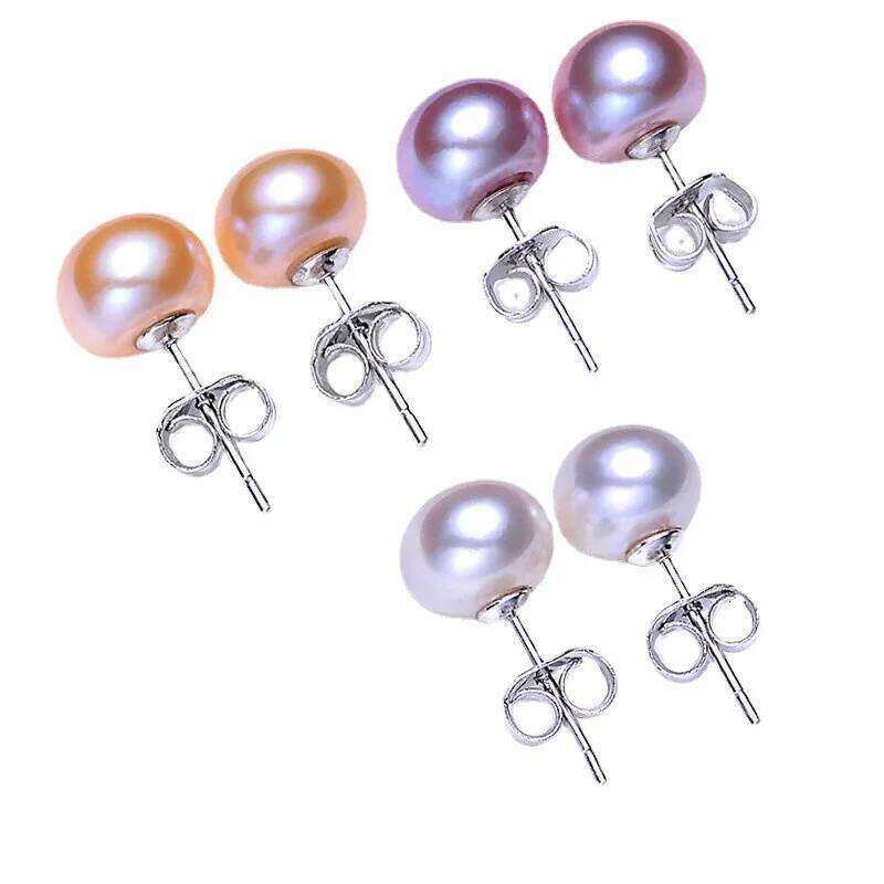 Natural Freshwater Pearl Stud For Women Luxury Fine Jewelry Real 925 Sterling Silver Earrings H260309-image-1096883072