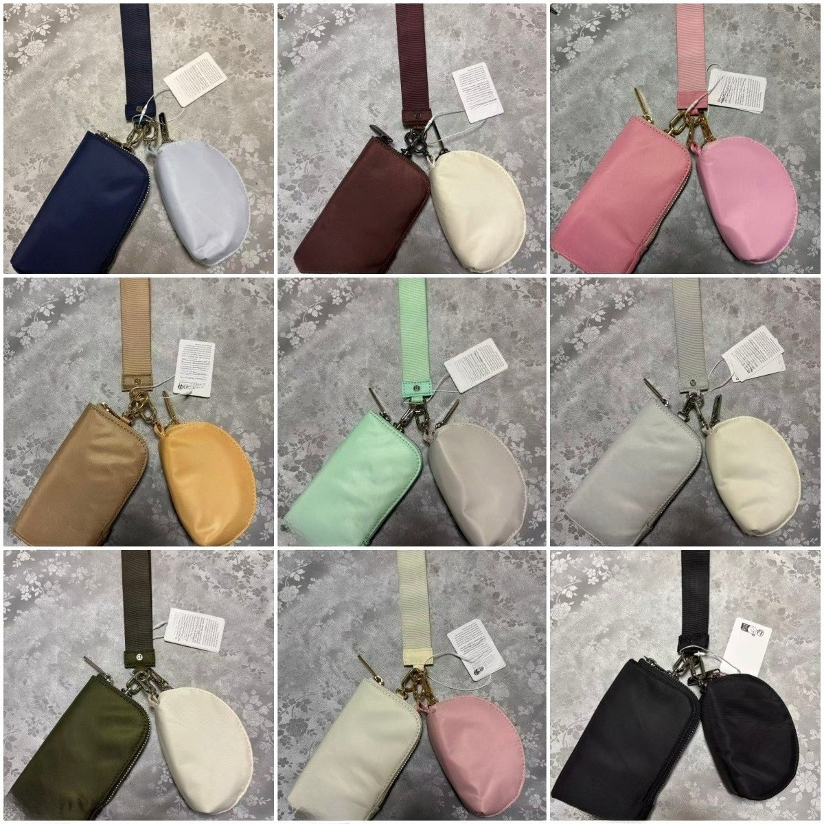 Yohain Sac grande taille noir or double pochette mini porte-monnaie à fermeture éclair porte-clés portefeuille de poche sac multifonction luxe