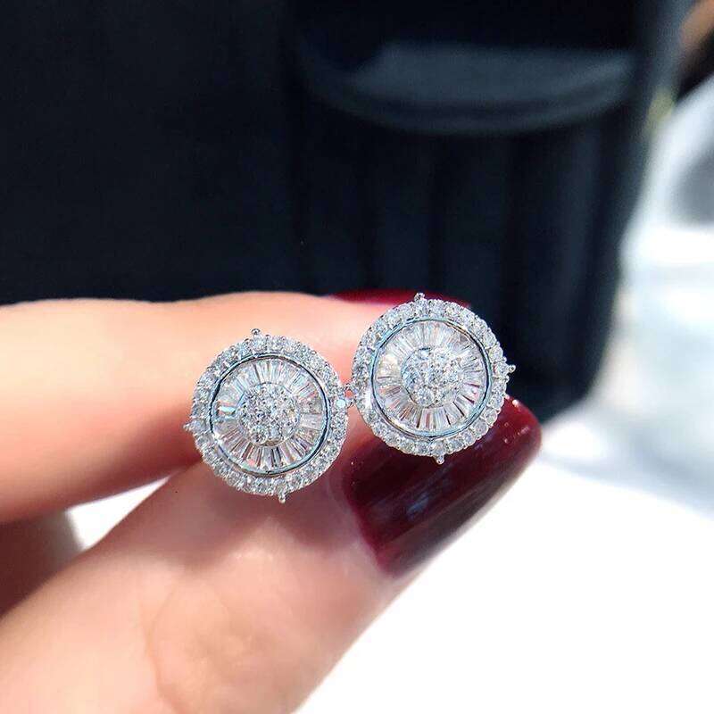 Huitan Crystal CZ Round Stud Earrings for Women Silver Color Fashion Versatile Ear Accessories Delicate Gift Statement Jewelry H260309-image-1096881491