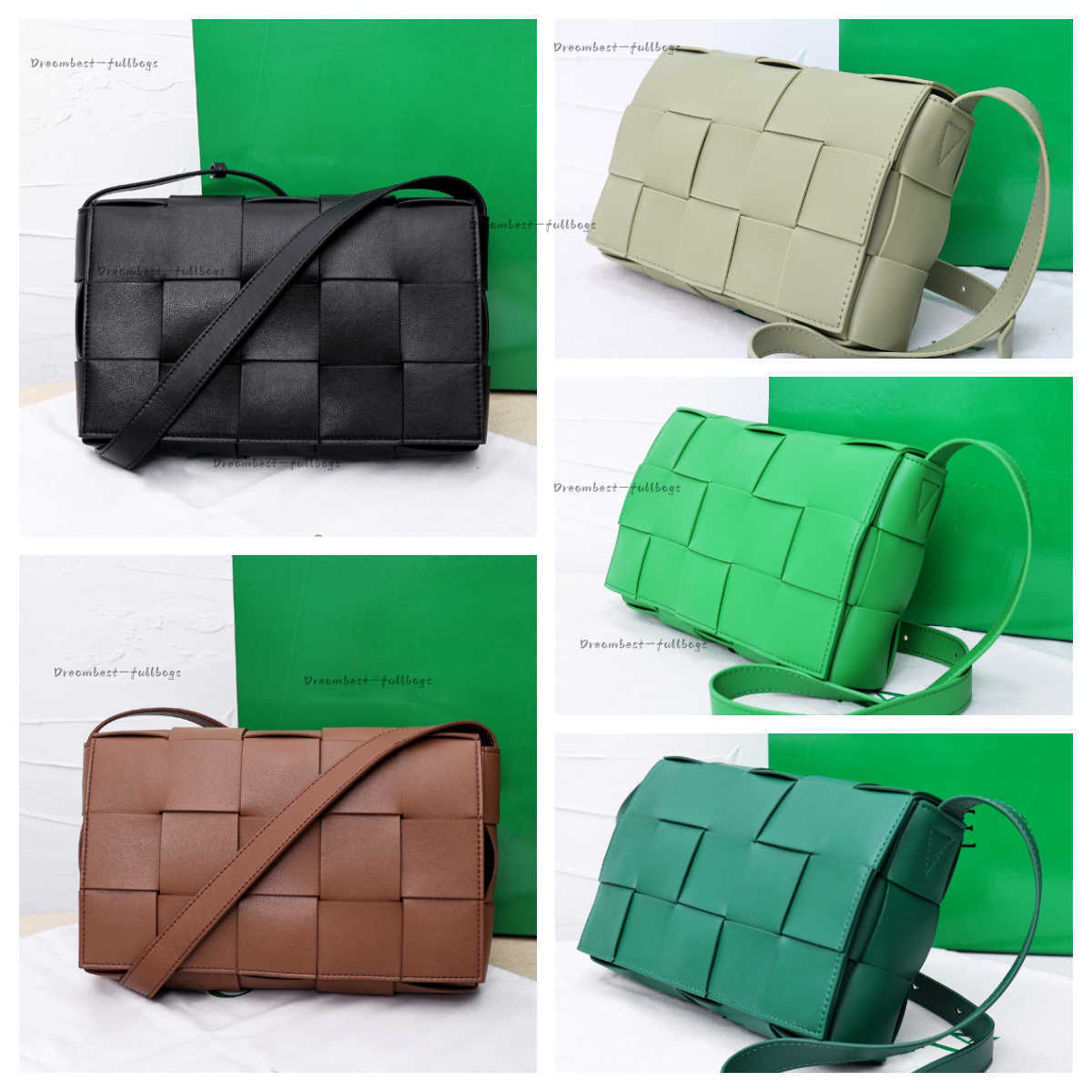Designer bag genuine leather Classic Women Handbag intreccio bag small square bag Green Woven Cassette Bag Womens Intreccio Square Crossbody Tofu Sh