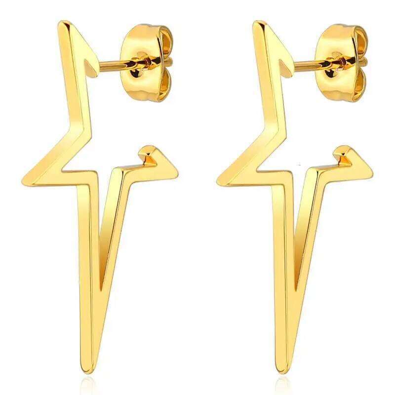 Wholesale -- Rock Stainless Steel Star Stud Earrings For Men Women Punk Jewelry H260309-image-1096882189