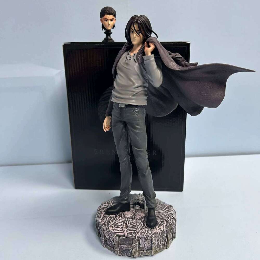 30CM Anime Attack On Titan Eren Jaeger Standing Suit Dress Up Interchangeable Head Model Toy Gift Action Figure C260309-image-1096840499