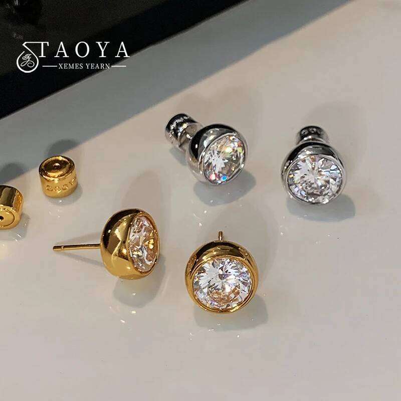 High end Shiny Round Zircon Earrings 2025 Fashion Minimalist Jewelry Wedding Party Women's Luxury Ear Accessories For Girls H260309-image-1096883302