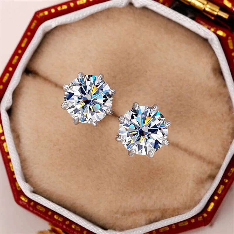 Huitan Exquisite 8 Claw Setting CZ Stud for Women Silver Color Crystal Earrings Simple and Elegant Female Ear Jewelry H260309-image-1096882051