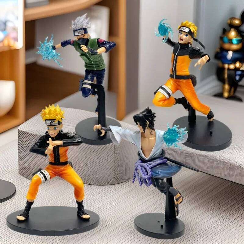 1pc Action Desktop Uzumaki Naruto Kakashi Sasuke Combat Form Doll Anime Figurine Children's Gift C260309-image-1096838822