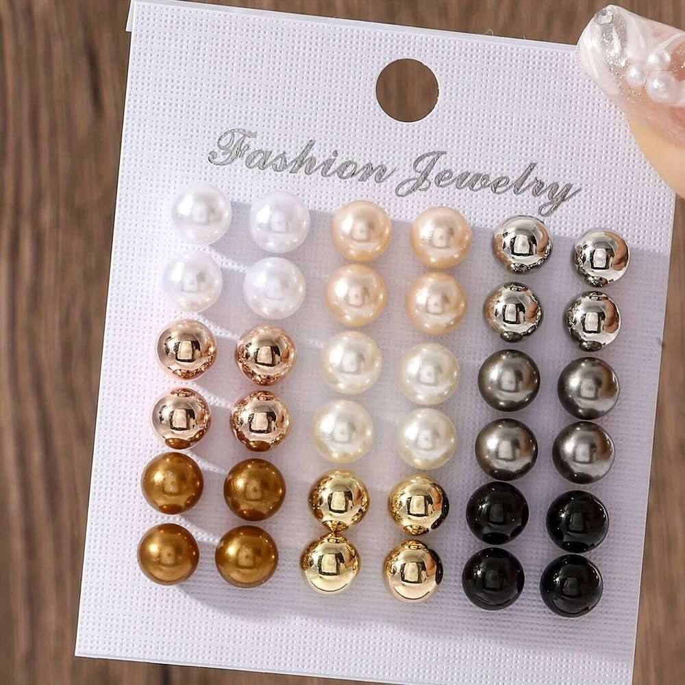 18 Pairs of Simple Imitation Pearl Earrings in Casual and Elegant Style, Lightweight for Daily Wear by Women H260309-image-1096882369