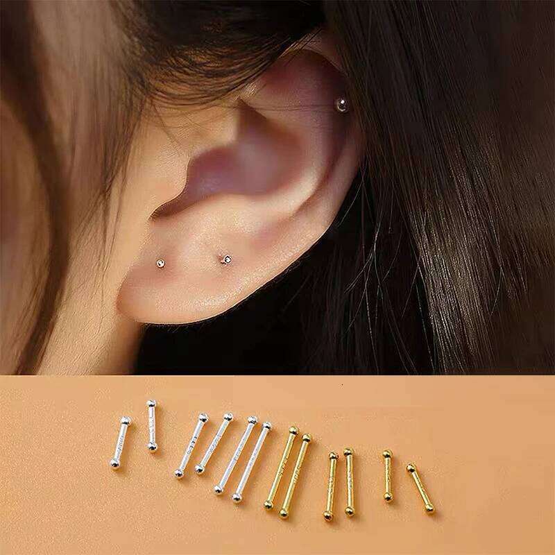 2 Pcs Minimalist Small Bead Stud for Women Girls Ear Bone Screw Earrings Hypoallergenic Jewelry H260309-image-1096881389