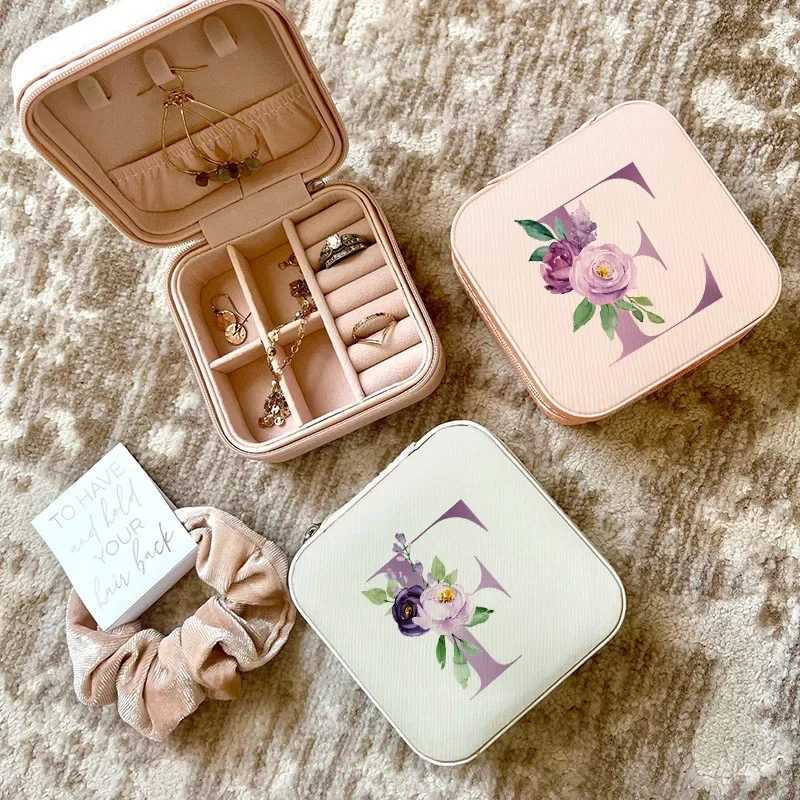 Purple Letters Jewelry Box Wedding Gift Bridesmaid Maid of Honor Portable Travel Case Girls Jewellery Case Jewelry Boxs C260309-image-1096801579