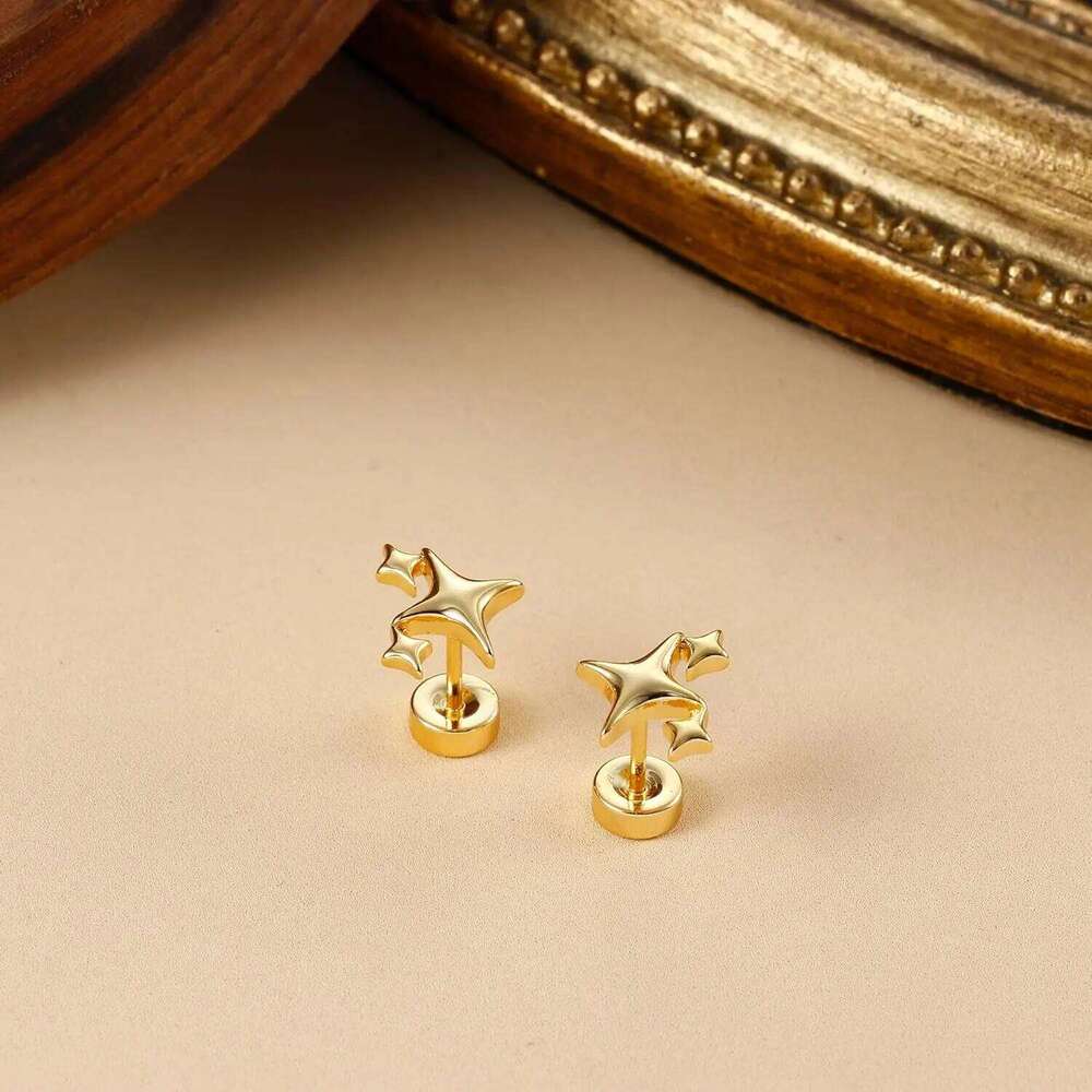 Drperfect 1pair Flat Screw Back Stud Small Star Earrings Helix Cartilage Tragus Piercing Jewelry for Women H260309-image-1096881304