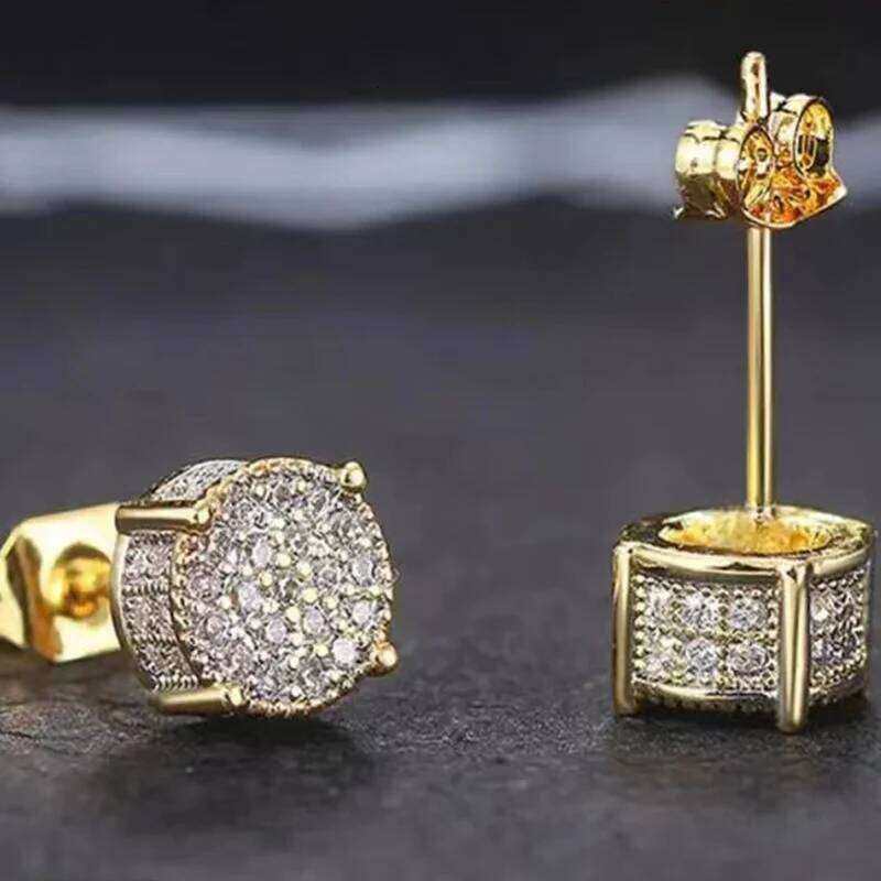 Square For Women Fashion Shiny Classic Rhinestone Tiny Earrings Jewelry Gift Gold-Color Round Ear Studs H260309-image-1096881684
