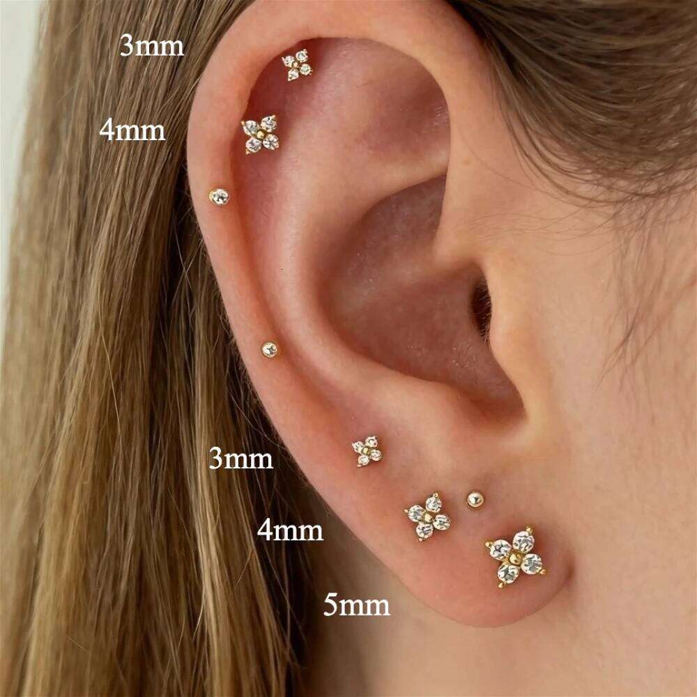 Dainty Flower Lucky Cr Butterfly Stud Earrings for Women Cartilage Ear Ring Cute Zircon Gold Color Jewelry Accessories Gift H260309-image-1096881031