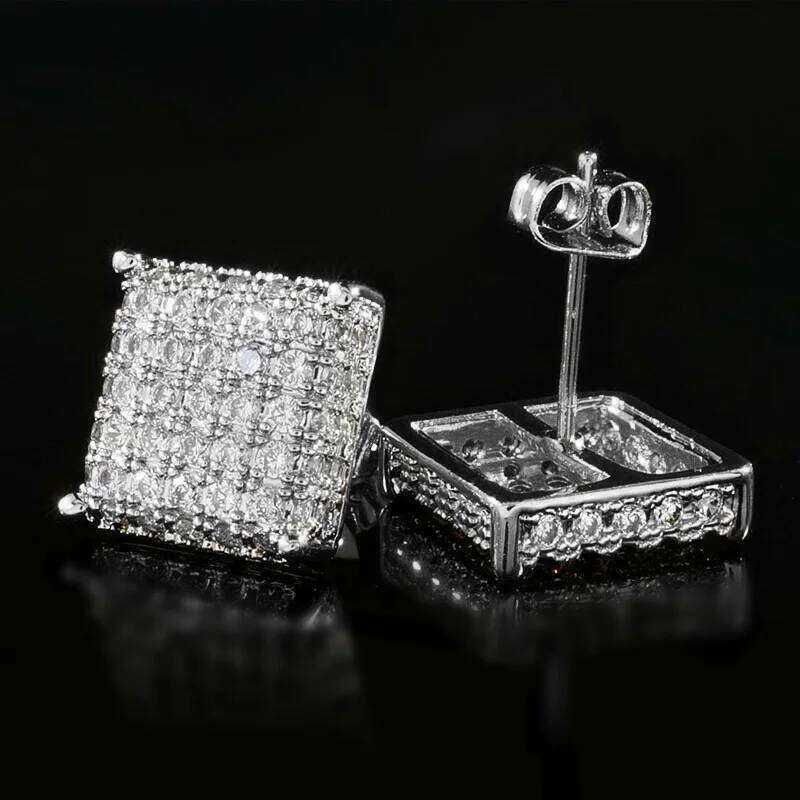 Huitan – boucles d'oreilles carrées minimalistes pour femmes/hommes, Micro pavé en pierre CZ, mode polyvalente pour Couple, bijoux tendance 2022