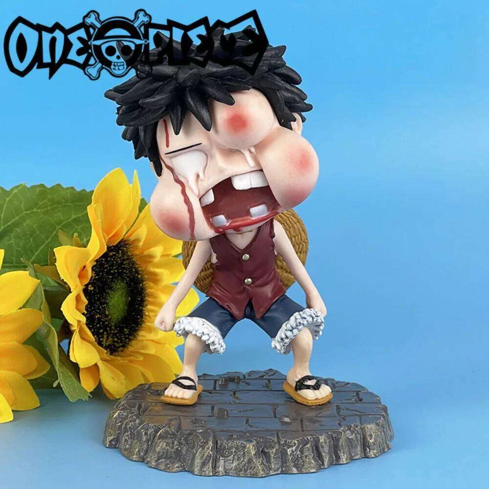 One Piece Figure Comical Beaten Face Luffy with Bruises, Funny Cake Topper & Desktop Decor for Pranks C260309-image-1096843184