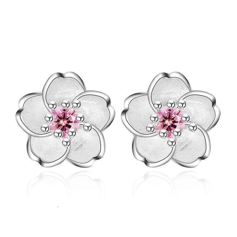 925 Sterling Silver Pink Purple Zircon Flower Small Stud Earrings Piercing Luxury Jewelry For Woman Wholesale Prevent Allergies H260309-image-1096881216