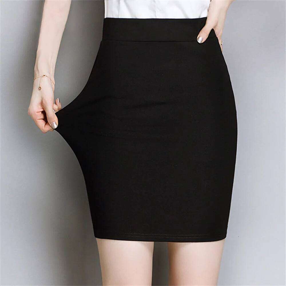 Women Clothing Business Casual Solid Color High Waist Pencil Skirt Summer All-match Slim Mini Dress Office Ladies Black Skirts XJ260309-image-1096804998