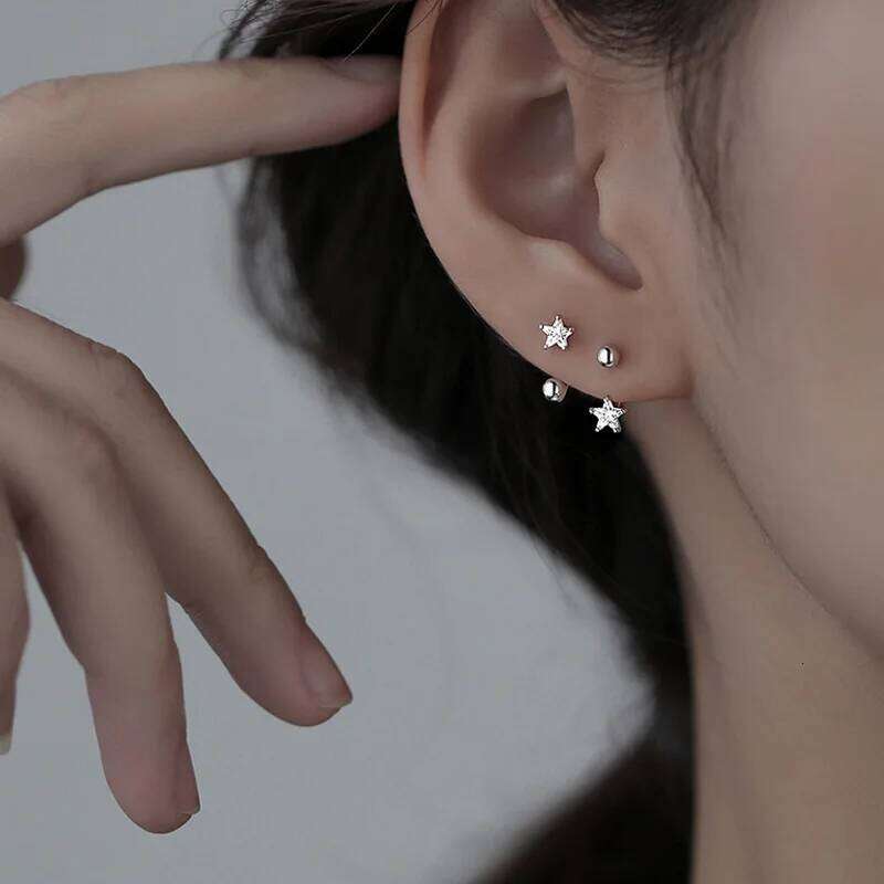 925 Silver Star Flash Crystal Summer Small Fresh Female 2022 New Trendy Personality Earrings H260309-image-1096882259