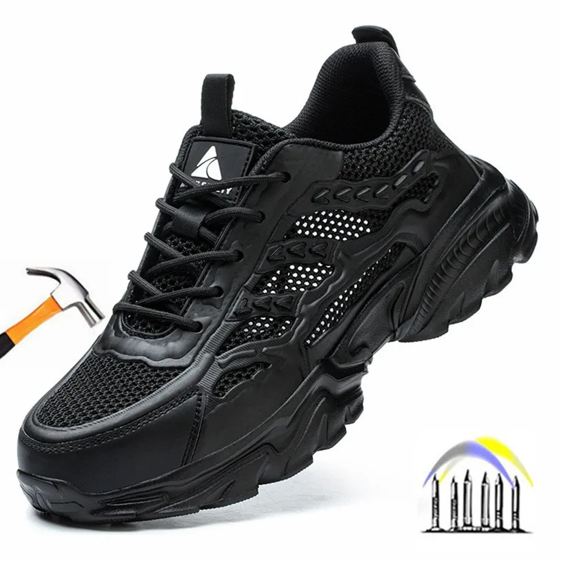 Chaussures de sécurité respirantes d'été chaussures de travail légères pour hommes femmes bottes de travail avec isolation des orteils en plastiq