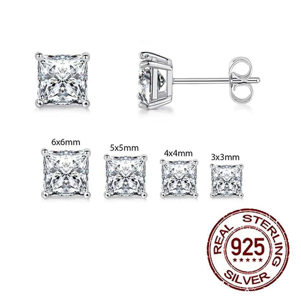 QooLady S925 Sterling Silver Exquisite Shiny Square Cubic Zirconia Stud Earrings for Women Trendy Jewelry Accessories Gift SE025 H260309-image-1096883576