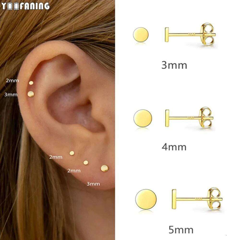 925 Sterling Ear Needle Small Simple Gold Silver Earrings Multiple Sizes Circular Design Earring for Women Jewelry Patty H260309-image-1096881275