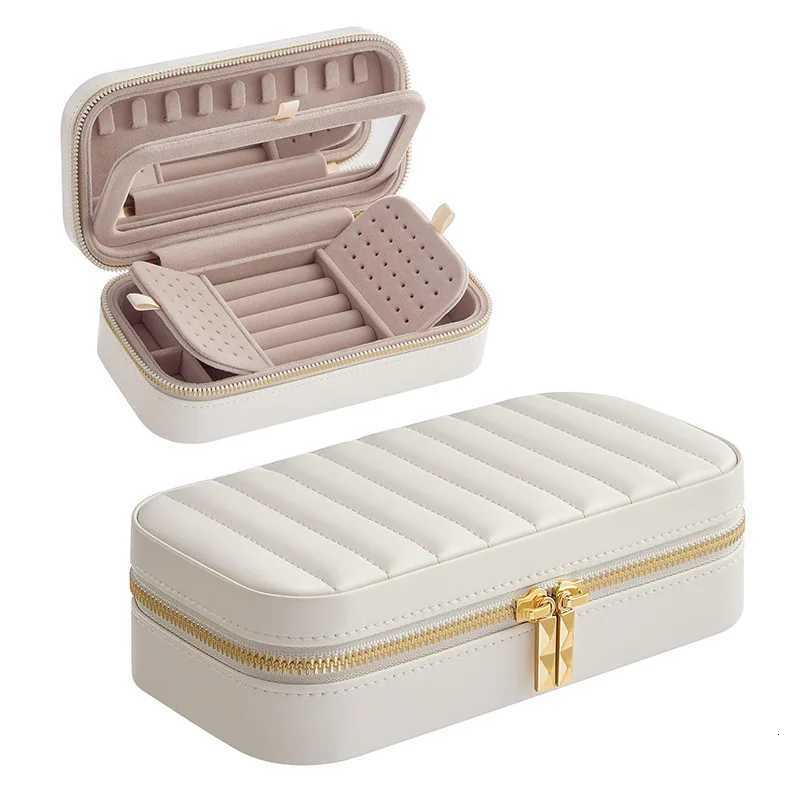 Portable Jewelry Box Double Metal Zipper Independent Mirror Earrings Necklace Storage Large Capacity Jewelry Storage C260309-image-1096801368