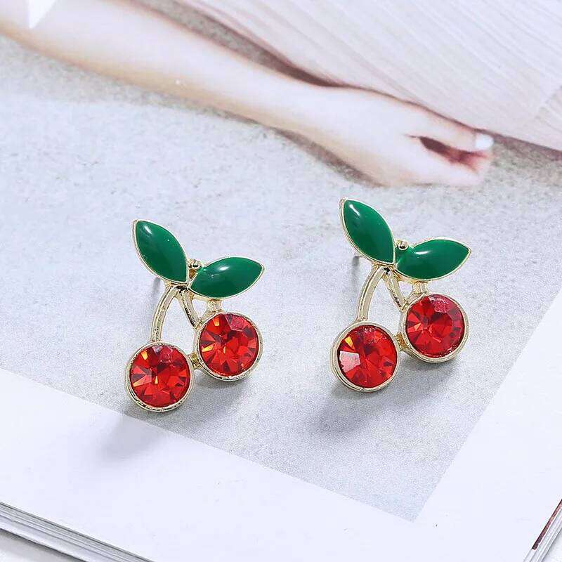 Sweet Earrings for Women Red Cherry Fruit Stud Earring Cute Girl Simple Exquisite Edition Luxury Designer Jewelry H260309-image-1096881433
