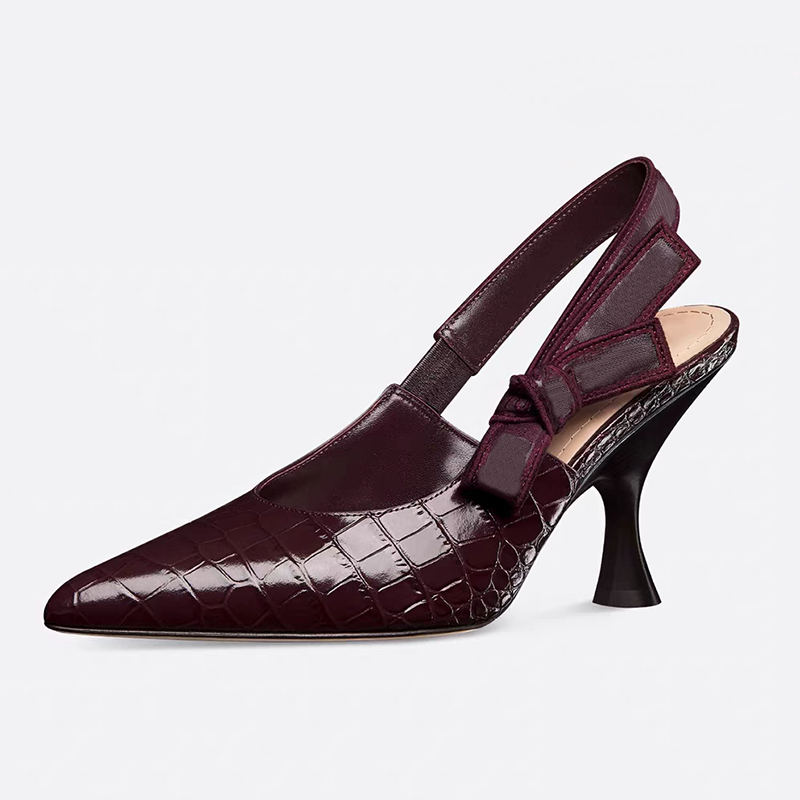 Top Quality Spring and Summer New Classic Bow Dress Shoes Crocodile Leather Pointed Fashion Comfortable High Heel Sandals Designer All-match Women&#