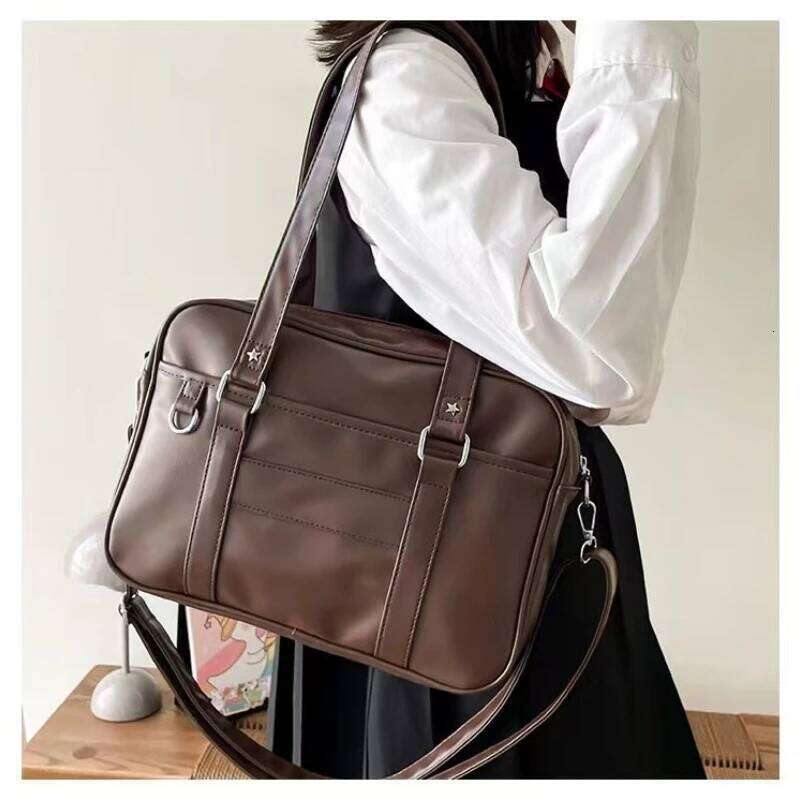 Fashionable and Minimalist Student Class Commuting Solid Color Shoulder University Style Uniform Crossbody Bag H260309