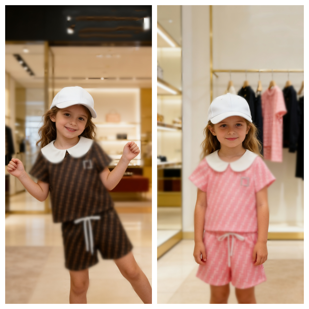 New girl's tracksuit girl pink shirt Two Piece girls polo set with letters summer New Short Sleeved Leisure Sports gift Vacation school unif-image-805218906