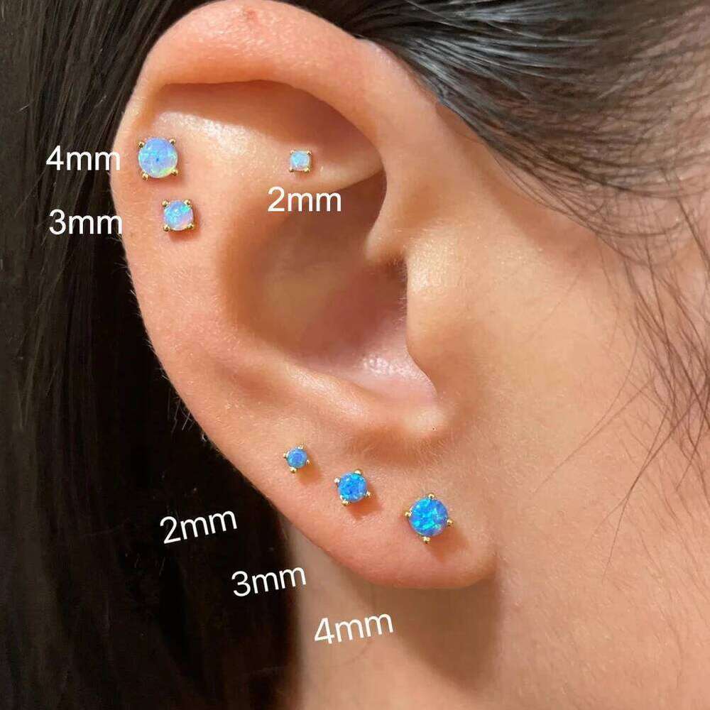 2/3/4mm Stainless Steel Blue Opal Small Stud Earrings For Women Men Tiny Ear Bone Nail Cartilage Punk Earring Piercing Jewelry H260309-image-1096883376