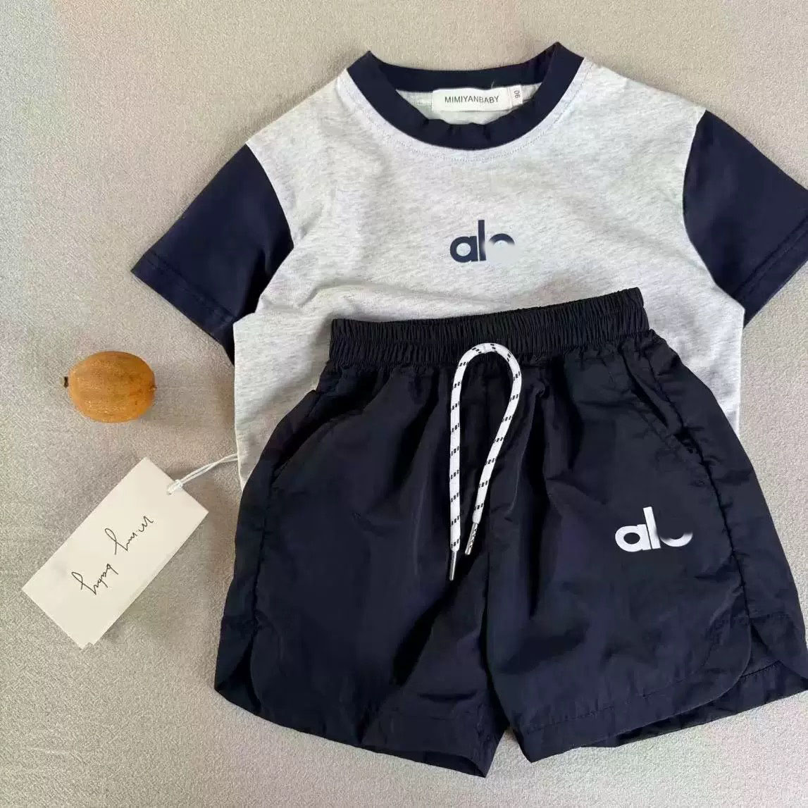 Designer Kids Summer 2-Piece Set T-shirts - Breathable Casual Short Sleeve & 5 Shorts for Boys Girls-image-1105813665