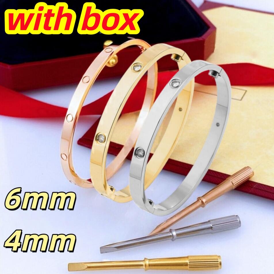 Designer bracelets women men screw bracelet designer for women bangle diamond luxury jewelry plated gold bracelet men fashion titanium steel 4mm 6mm