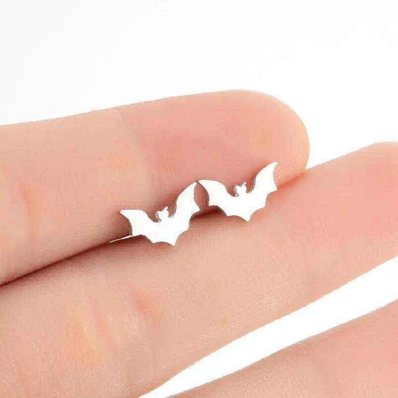 Punk Gothic Stainless Steel Bat Earring For Women Girl Animal Pendientes Tiny Small Piercing Jewelry Hiphop Halloween Gift H260309-image-1096882245