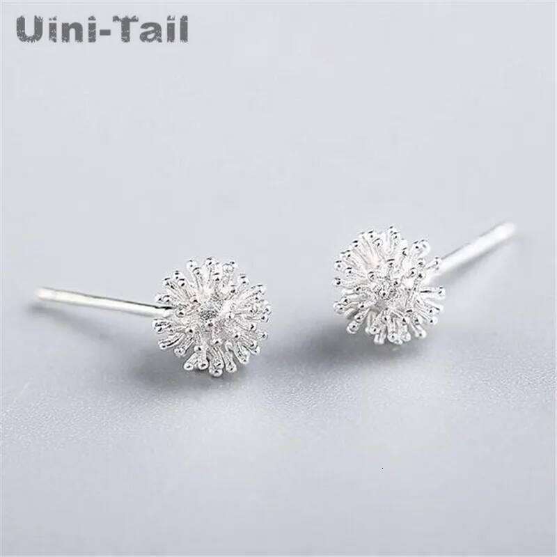 Uini-Tail hot new 925 Tibetan silver dandelion flower ball Christmas snowflake delicate female classic simple earrings H260309-image-1096882387