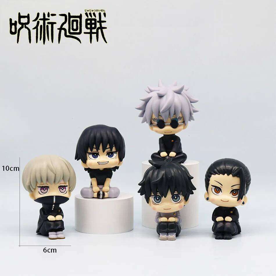 New 5Pcs/set Jujutsu Kaisen Cute Yuji Itadori Gojo Satoru Q Ver. PVC Action Figures Anime Figure Model Toys Collection Doll Gift C260309-image-1096838013