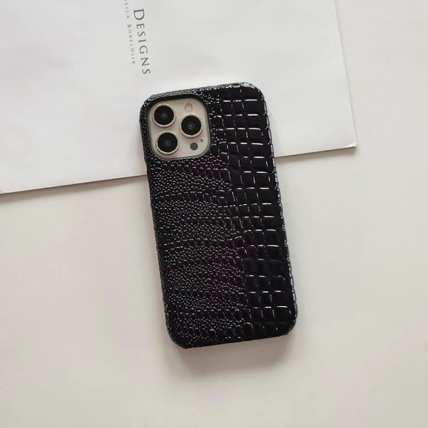 Alligator Textured Phone Case For Iphone 17 16 15 14 13 Pro 12 11 Max Plus 16Pro Solid Color 16Promax Phone Case Leather 15Promax 15Pro Cover 14P