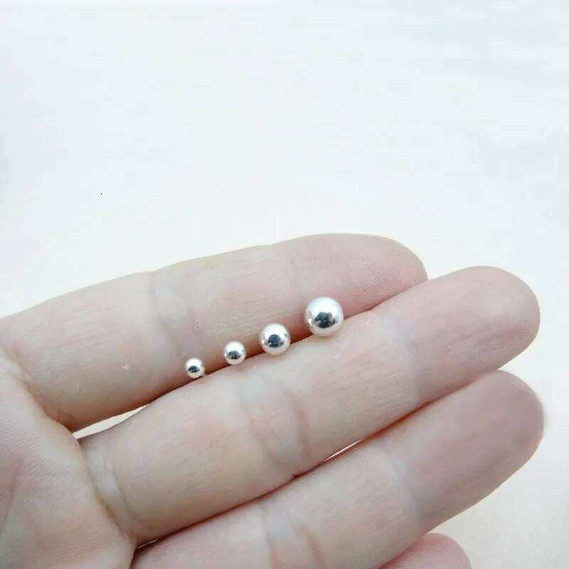 Pure 925 Sterling Silver Ball Small Stud Children Girls Baby Jewelry,2mm--6mm Cartilage Piercing Earrings for Women H260309-image-1096881862