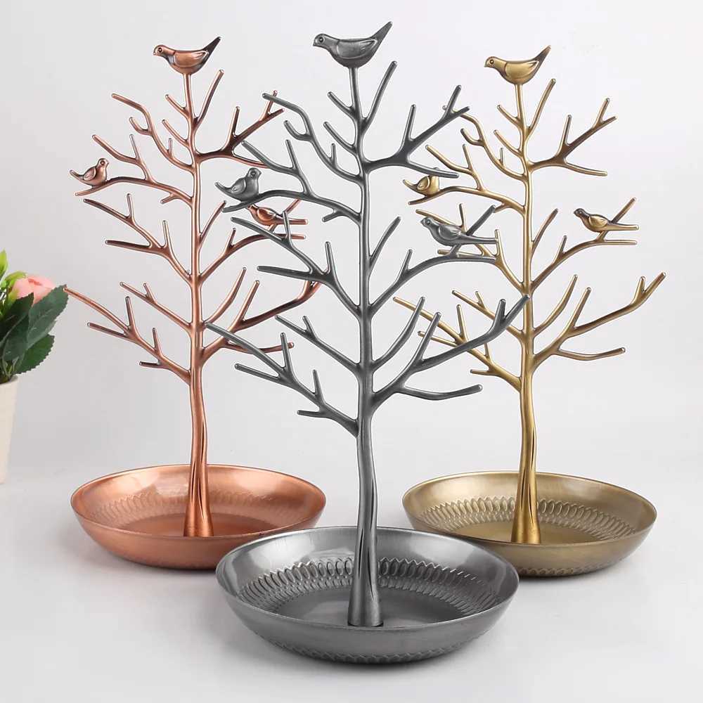 Creative Metal Bird Tree Design Jewelry Display Stand Earring Ring Bracelet Necklace Storage Rack Desktop Organizer Counter Prop C260309-image-1096800753