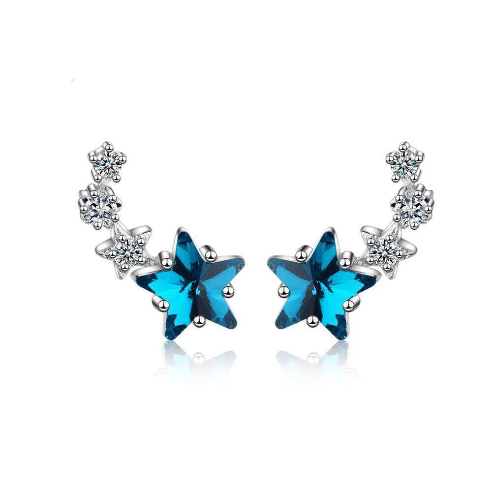 925 Sterling Silver Women High Quality Blue Star Crystal Cute Mini Earrings Fashion Girl Gifts Jewelry Hot New Christmas H260309-image-1096883511