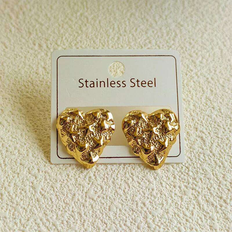 Stainless Steel 18K Gold Plated Vintage Geometric Heart Earrings for Women Fashion Valentine's Day Party Wedding Jewelry Gifts H260309-image-1096882470