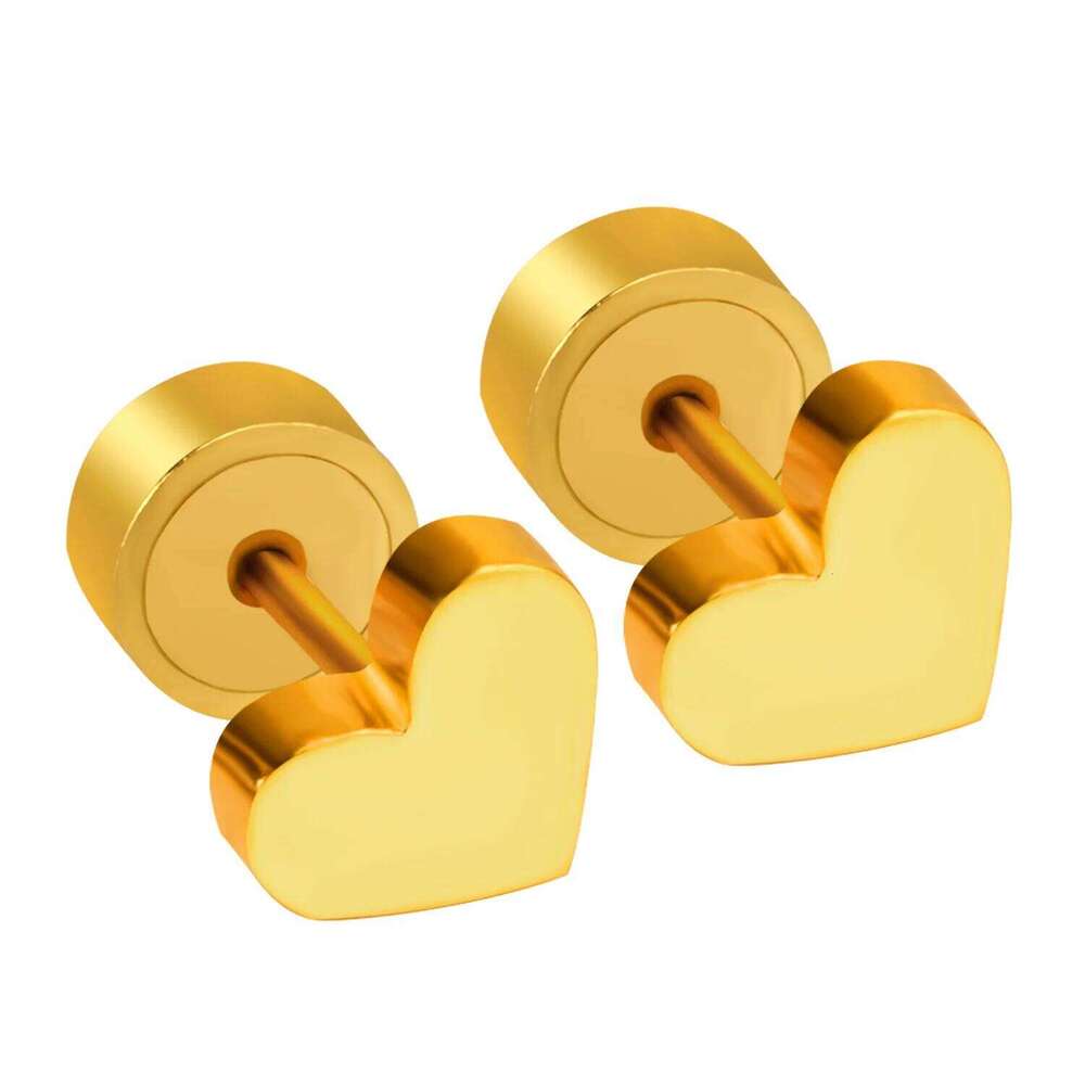 LUXUSTEEL Trendy Style Stainless Steel Earrings Heart Shape Gold Color Anti-allergy Ladies Small Ear Studs Party Jewelry H260309-image-1096882171