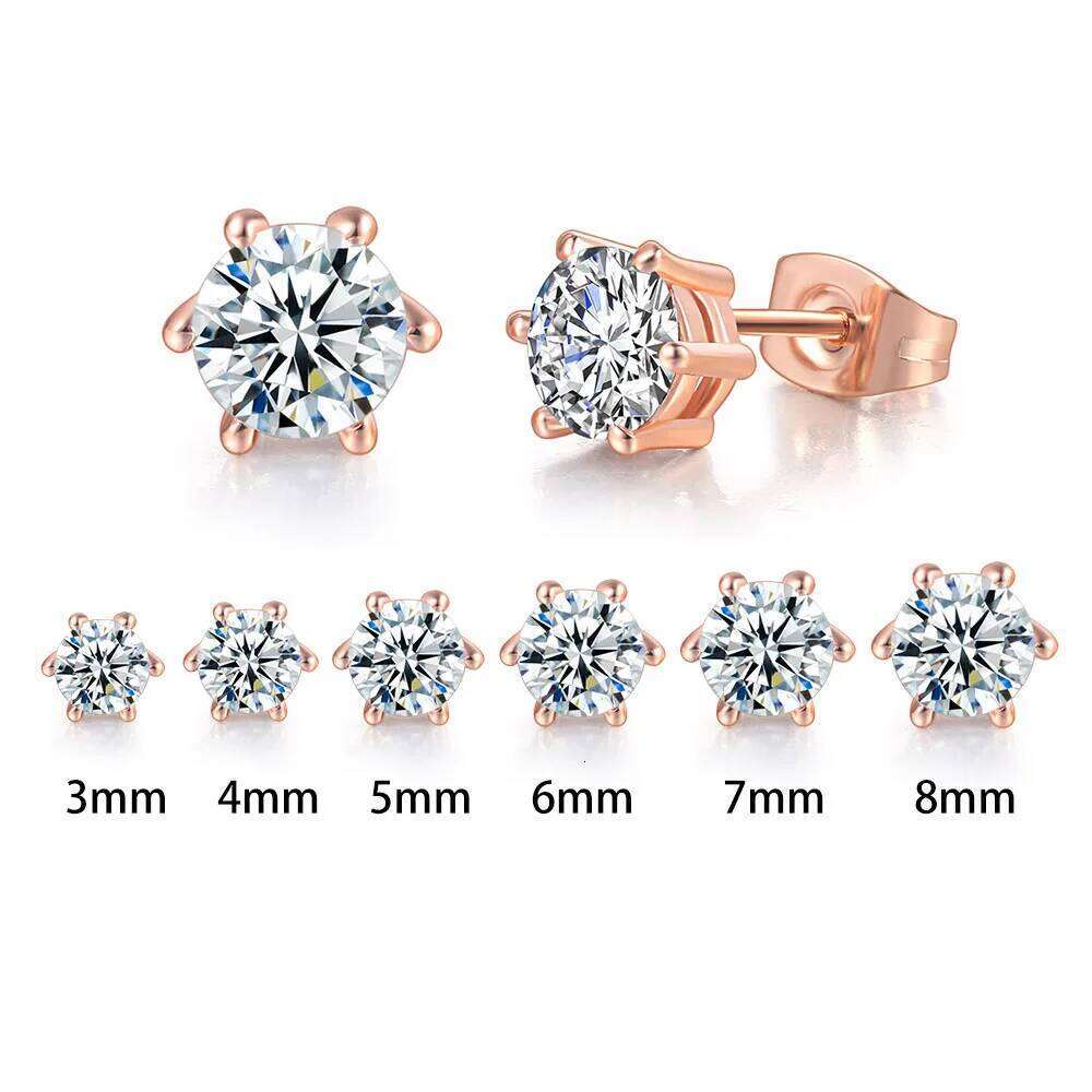Earrings For Women 6 Claws Clear Zircon Stud Earring for Female Male Various Size Crystals Ear Accessories Earing Jewellry E035 H260309-image-1096883530