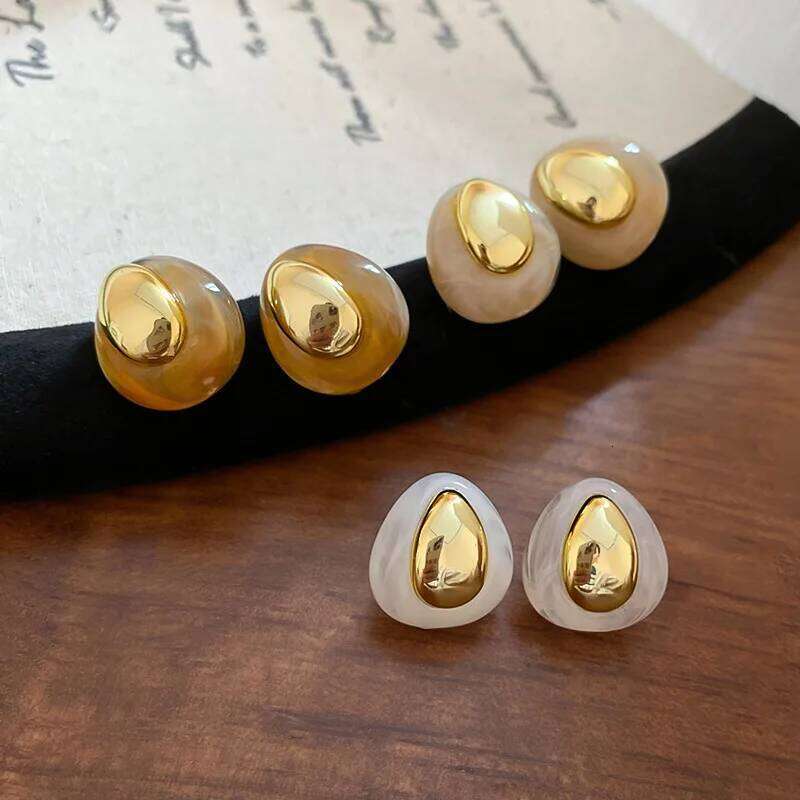 Silver Needle Simple Water Drop Acrylic Earrings for Women 2025 New Design Stud Earring Light Luxury High-end Jewelry Wholesale H260309-image-1096881799