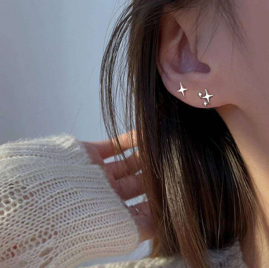 Simple Fashion Star Stud Earrings for Women Girl Banquet Asymmetry Earring Jewelry Birthday Party Valentine Day Gift Wholesale H260309-image-1096882109